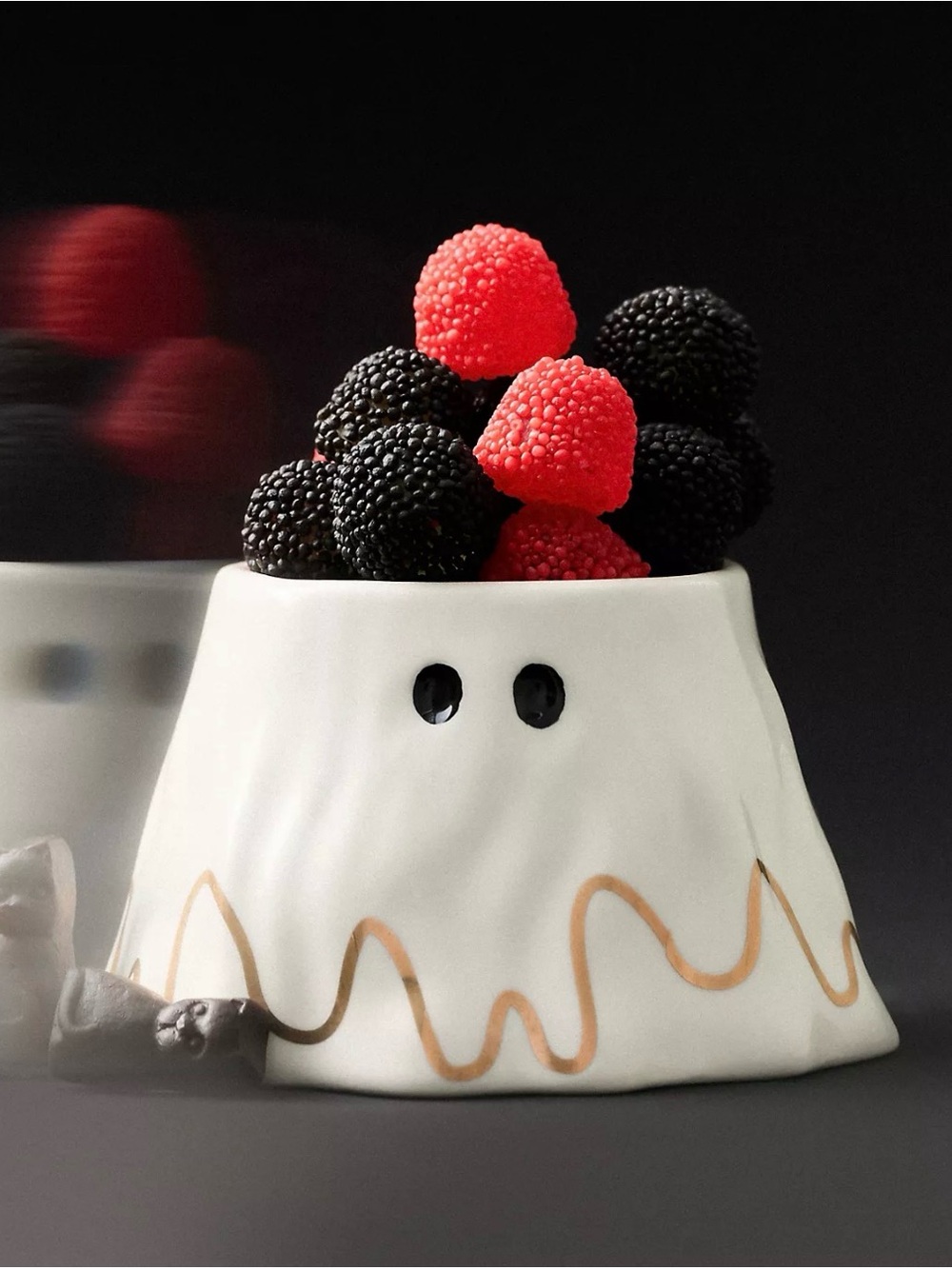 NEW Anthropologie The Mud Fairy Stoneware 24k Gold Accent Nut Bowl, Ghost 👻